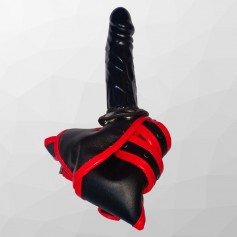Black Red Edge Leather Harness Lesbian Strapon SO-025
