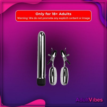 Fun Vibrator and Nipple Clamp Fiery Combo FV-018