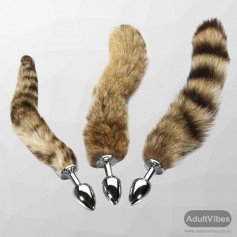 Fox Tail Brown Plated Metal Anal Plugs AD-020